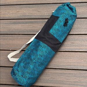 Teal and Black Swirl Yoga Mat Bag